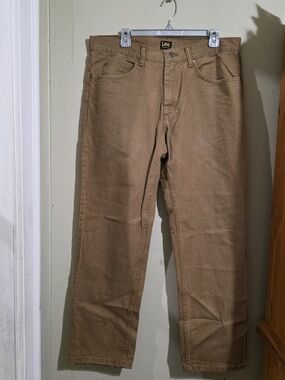 Lee Straight Leg Jeans in Khaki Brown Mens Used Size 36